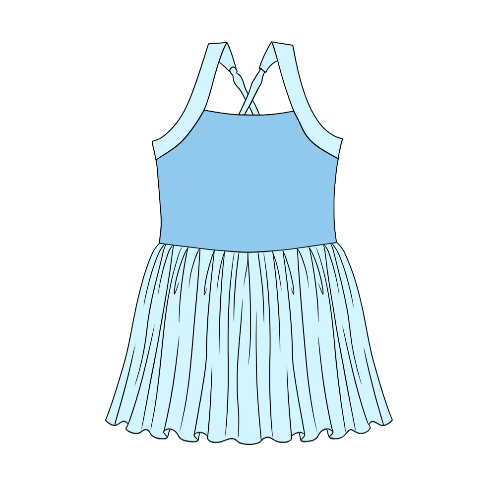 ( Moq 5 ) Preorder GSD3978 Baby Girls Kids Sleeveless Princess Yoga Active Knee Length Dress
