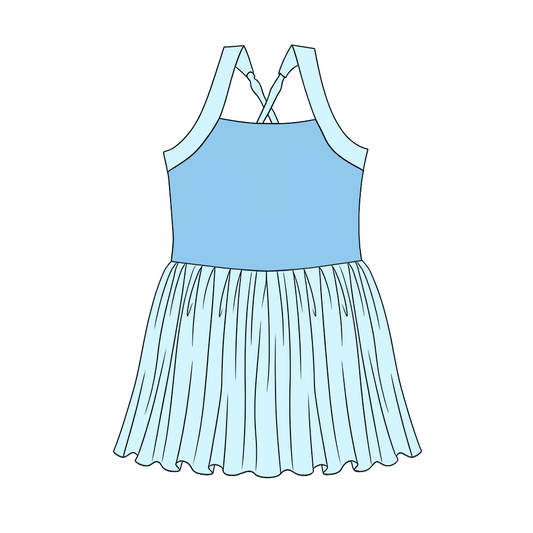( Moq 5 ) Preorder GSD3978 Baby Girls Kids Sleeveless Princess Yoga Active Knee Length Dress