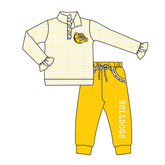 Baby Girl Long Sleeves Shirt Yellow Pocket Pants Team Clothes Set