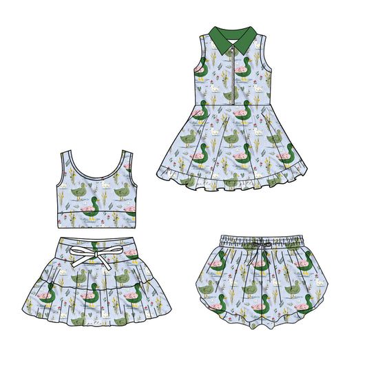 ( Moq 5 Each Style ) Sibling Baby Girls Toddler Ducks Floral Zipper Dress Shorts Set