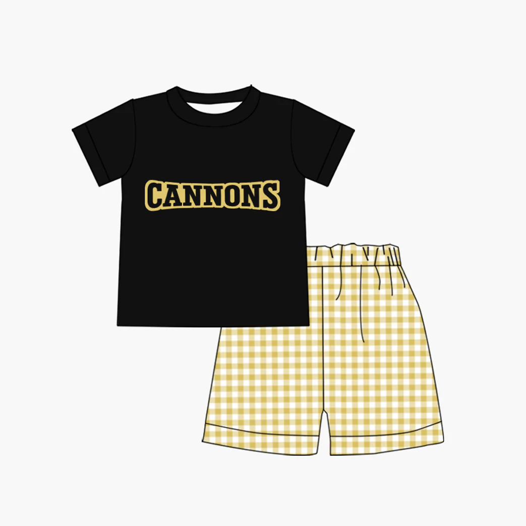Baby Boy Short Sleeves Team Shirt Checked Shorts Clothes Set ( Moq 5 )