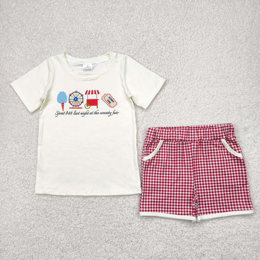 Baby Boy Short Sleeves Shirt Red Plaid Pockets Shorts Set RTS