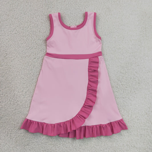 Baby Girls Kids Sleeveless Shorts Scallop Dress Yoga Active Pink Clothes RTS
