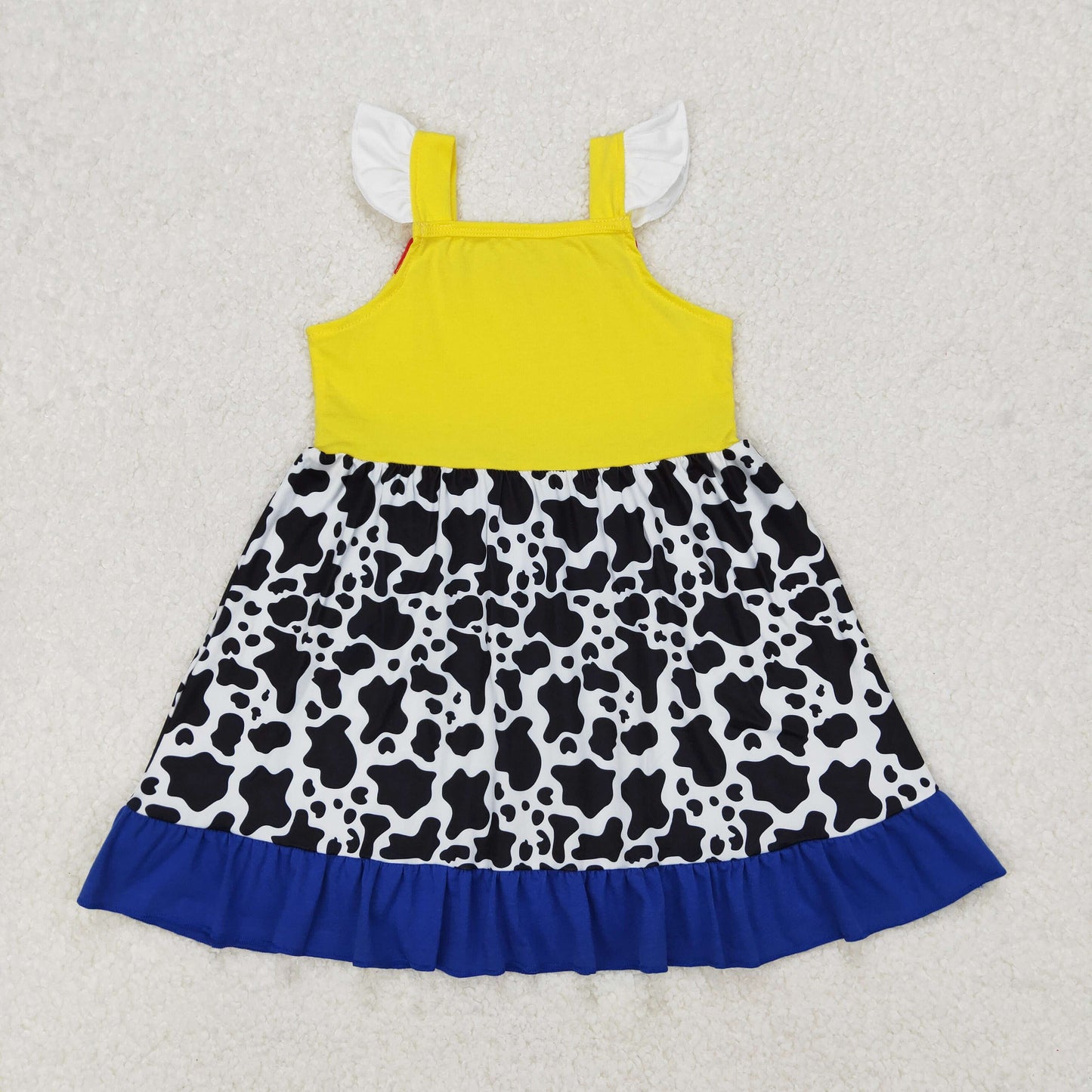 Baby Girl Short Sleeves Toys Cow Print Knee Length Dress RTS