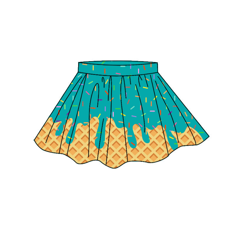 ( Moq 5 ) Preorder Baby Girls Kids Sprinkles Drips Skirt Shorts Yoga Active Bottom Green Clothes
