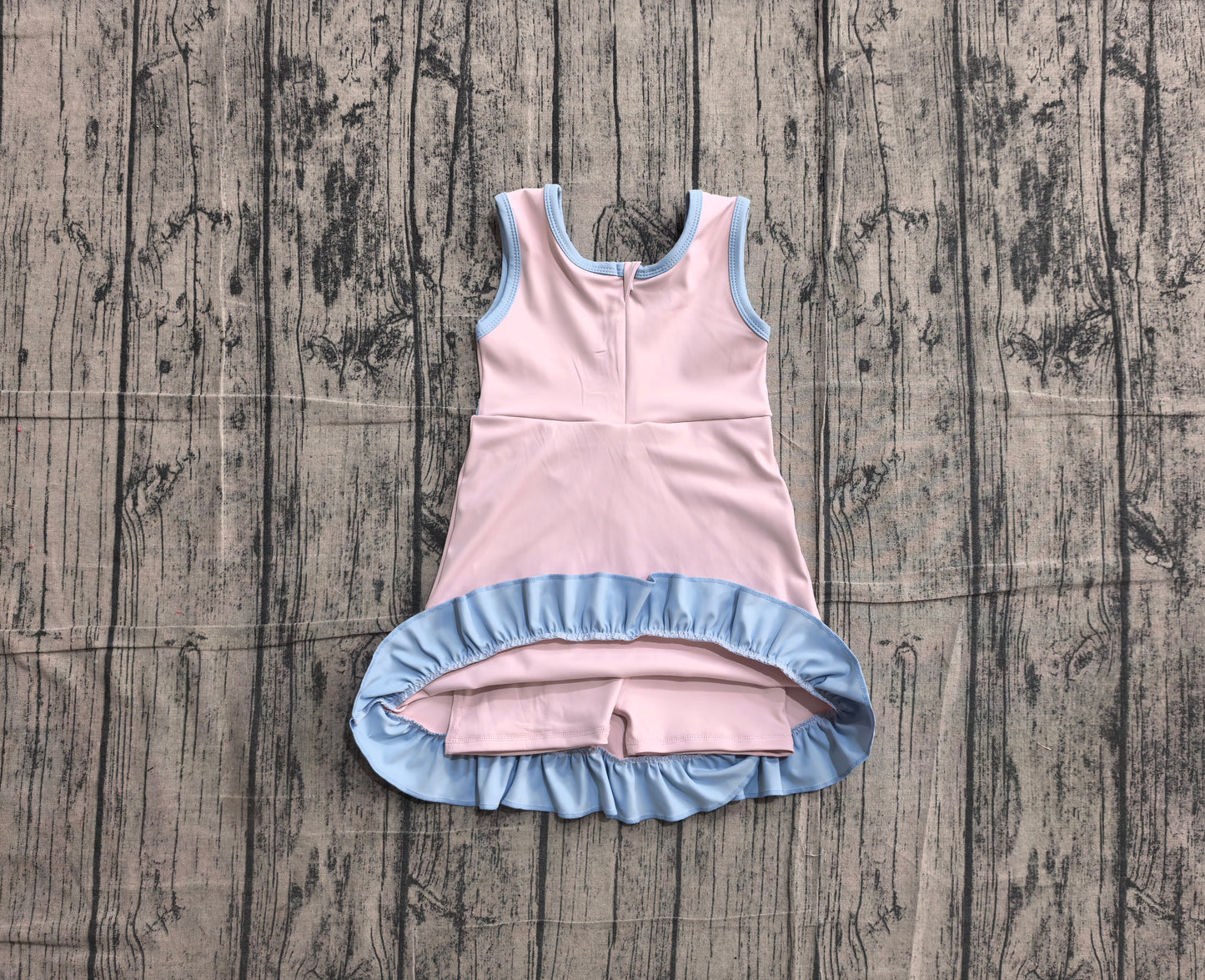 ( No moq ) Preorder Baby Girls Kids Sleeveless Shorts Knee Length Pink Dress Yoga Active Scallop Clothes
