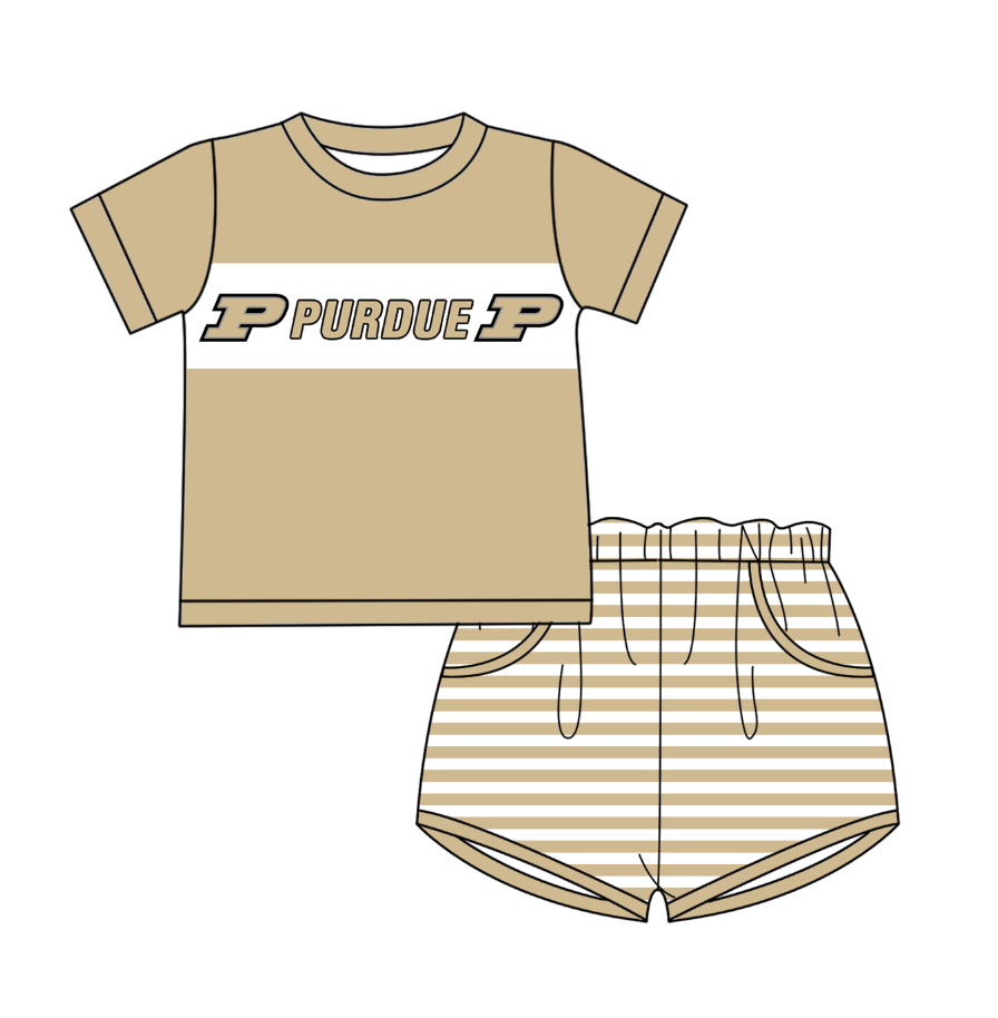 Baby Boy Short Sleeves P Team Shirt Pockets Striped Romper ( Moq 5 )