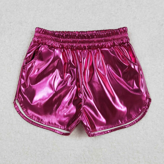 Baby Girl Pink Pocket Leather Elastic Bottom Shorts RTS