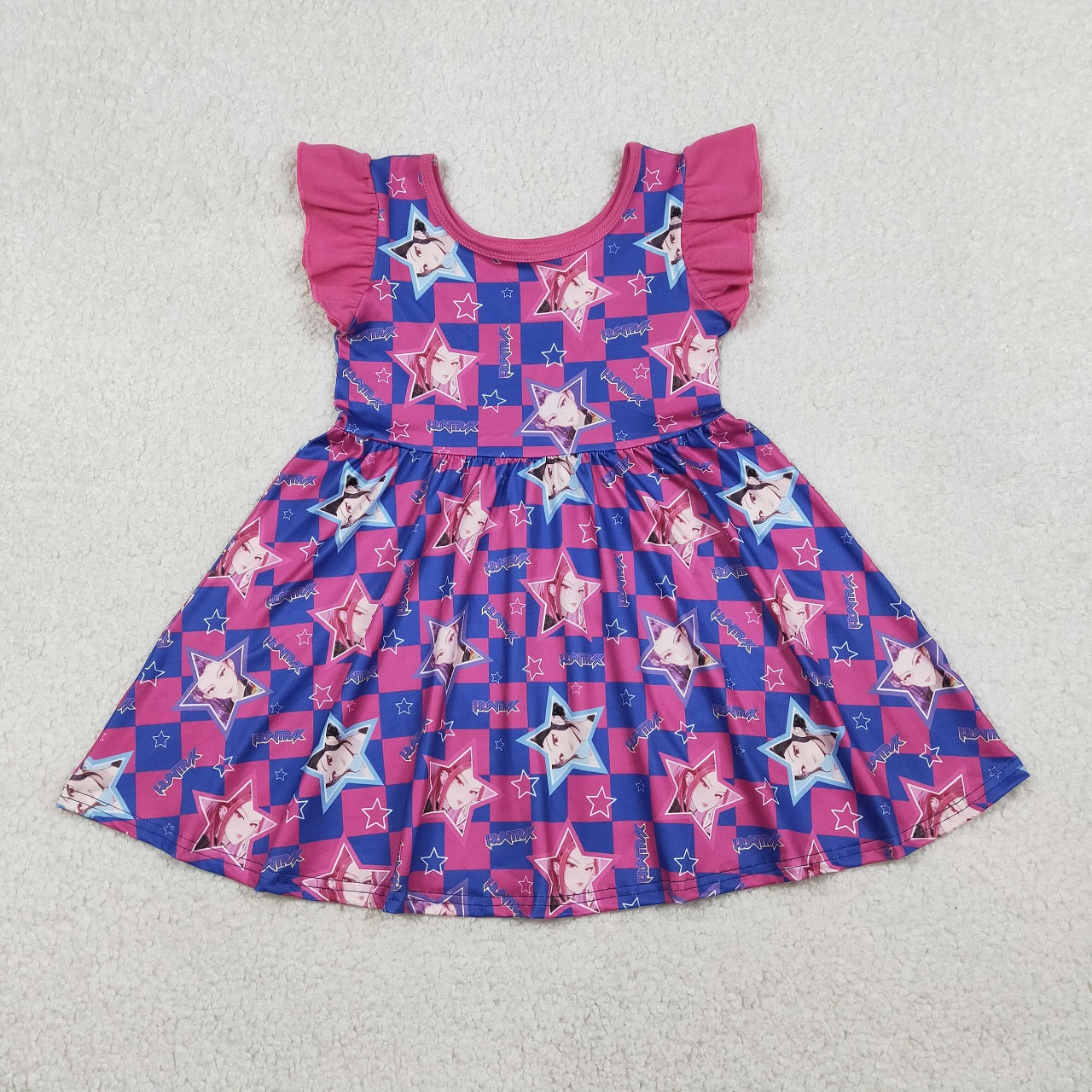 Baby Girls Kids Short Sleeves Singer Stars Plaid Shirt Pants Pajamas Set RTS