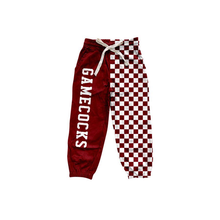 ( Moq 5 ) Baby Boys Kids Plaid Pockets Pants Bottoms Team Red Clothes