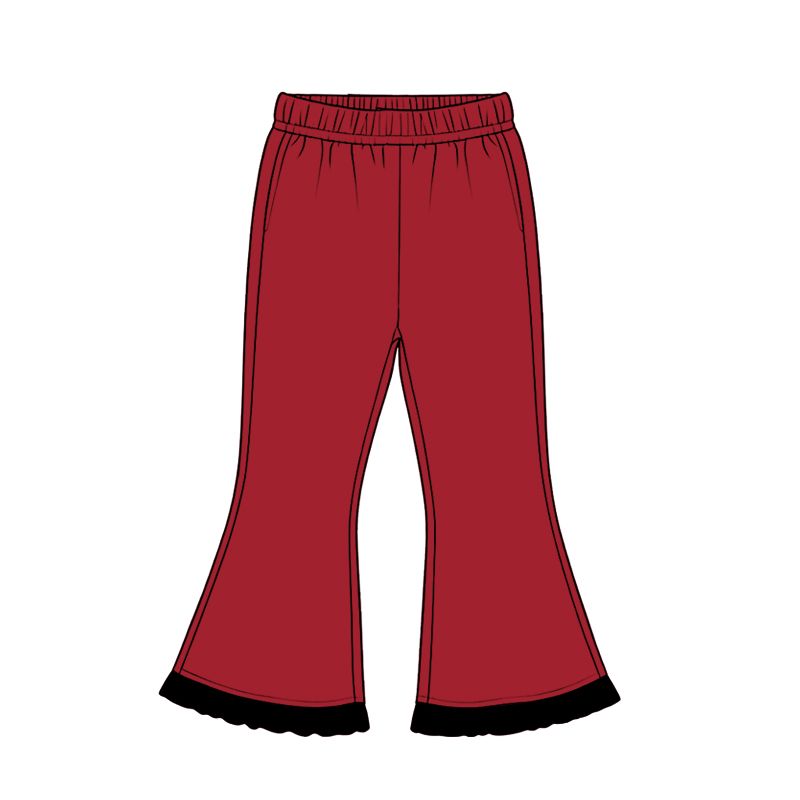( Moq 5 ) Baby Girls Kids Dark Red Bell Pants Bottoms Cotton Clothes