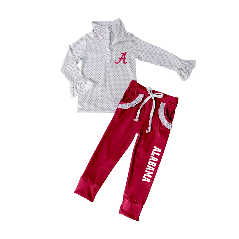 Baby Girl Grey Long Sleeves Team Shirt Pockets Pants Set Moq 5