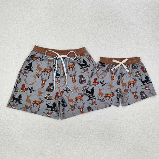 Daddy and Me Baby Boy Adult Swim Trunks Dog Duck Deer Hunting Pocket Shorts Swimsuit Swimwear