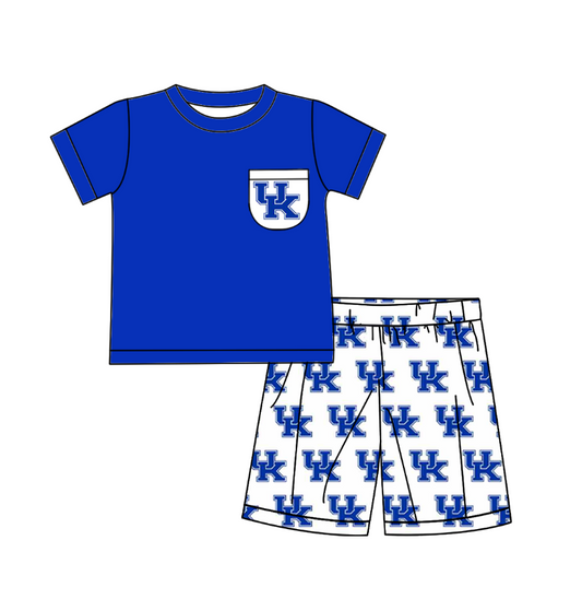 ( Moq 5 ) Baby Boy Blue Short Sleeves UK Team Shirt Shorts outfit