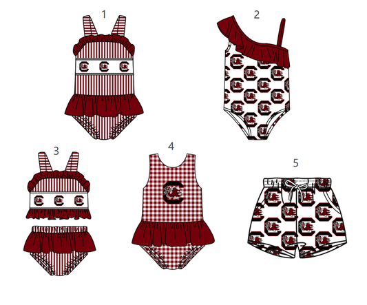 ( Moq 5 Each Style ) Baby Boys Girls Chicken Stripes Sibling Team Sets Swimsuits Clothes
