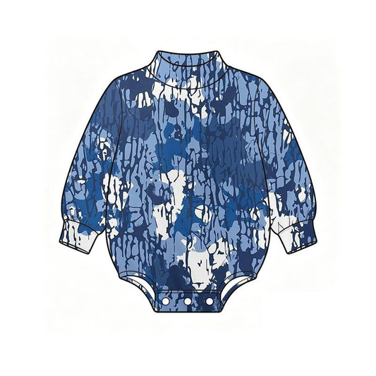 ( Moq 5 ) Preorder Baby Boys Long Sleeves Camo Bubble Romper Blue Clothes