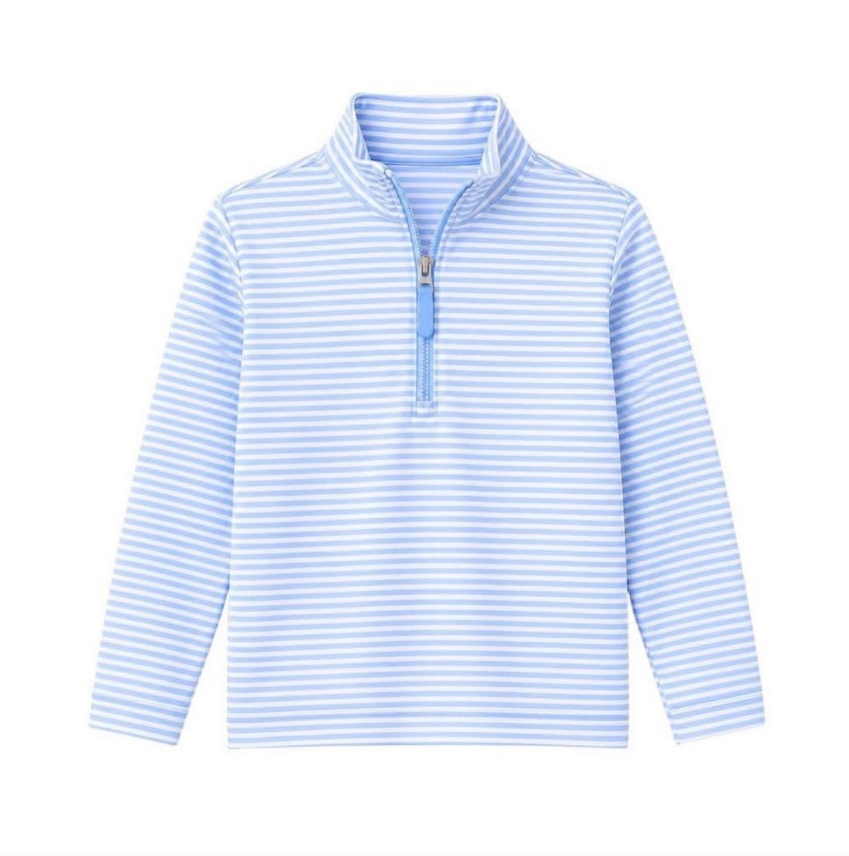 ( Moq 5 ) Preorder Baby Boy Kids Long Sleeves Blue Stripes Zipper Pullover Shirt Clothes