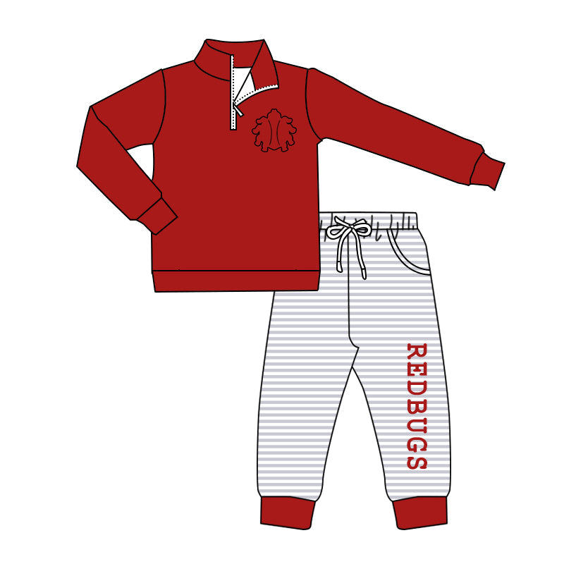 Baby Boy Team Pullover Red Shirt Pocket Pants Boys Fall Clothes Set
