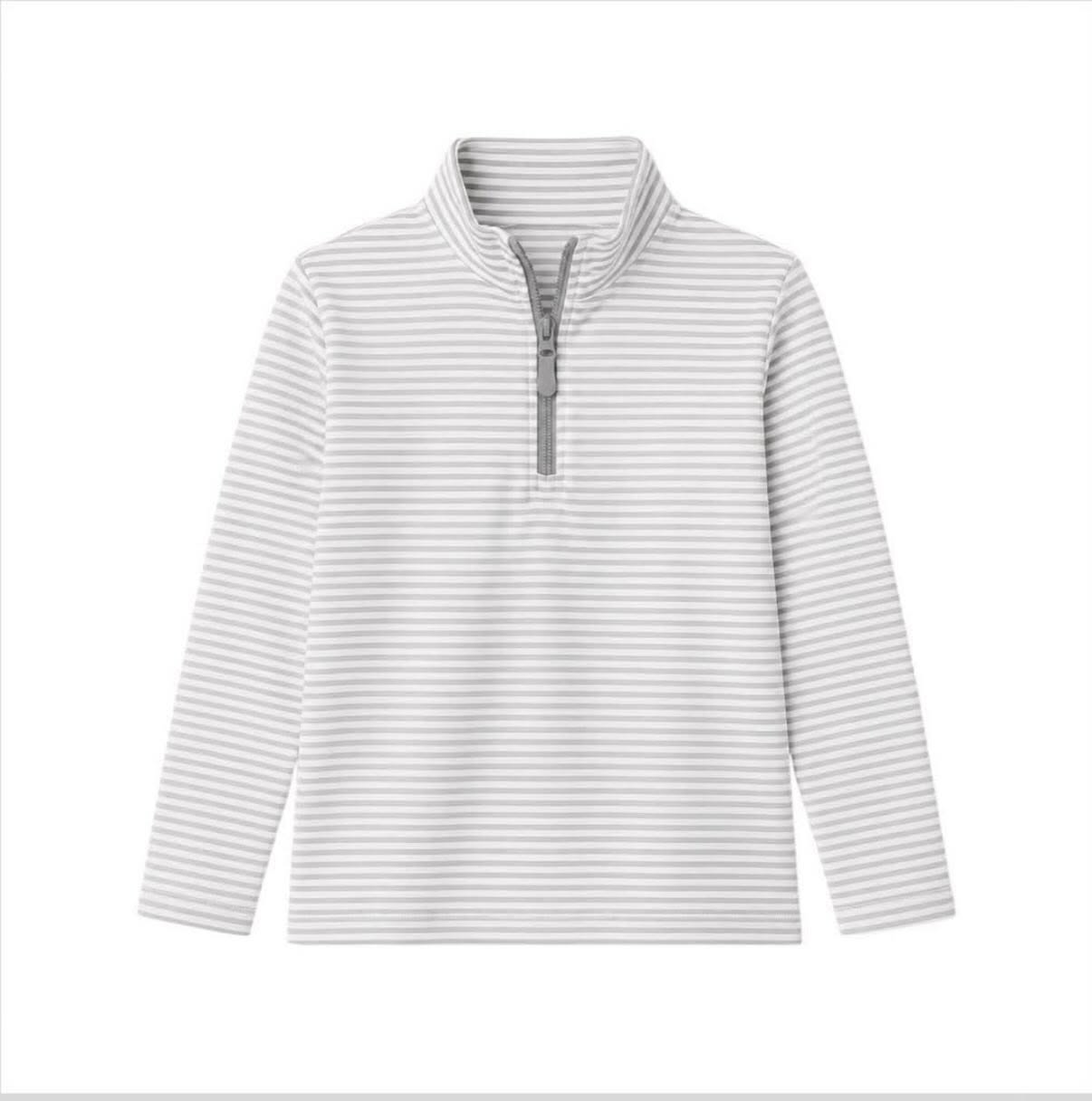 ( Moq 5 ) Preorder Baby Boy Kids Long Sleeves Grey Stripes Zipper Pullover Shirt Clothes