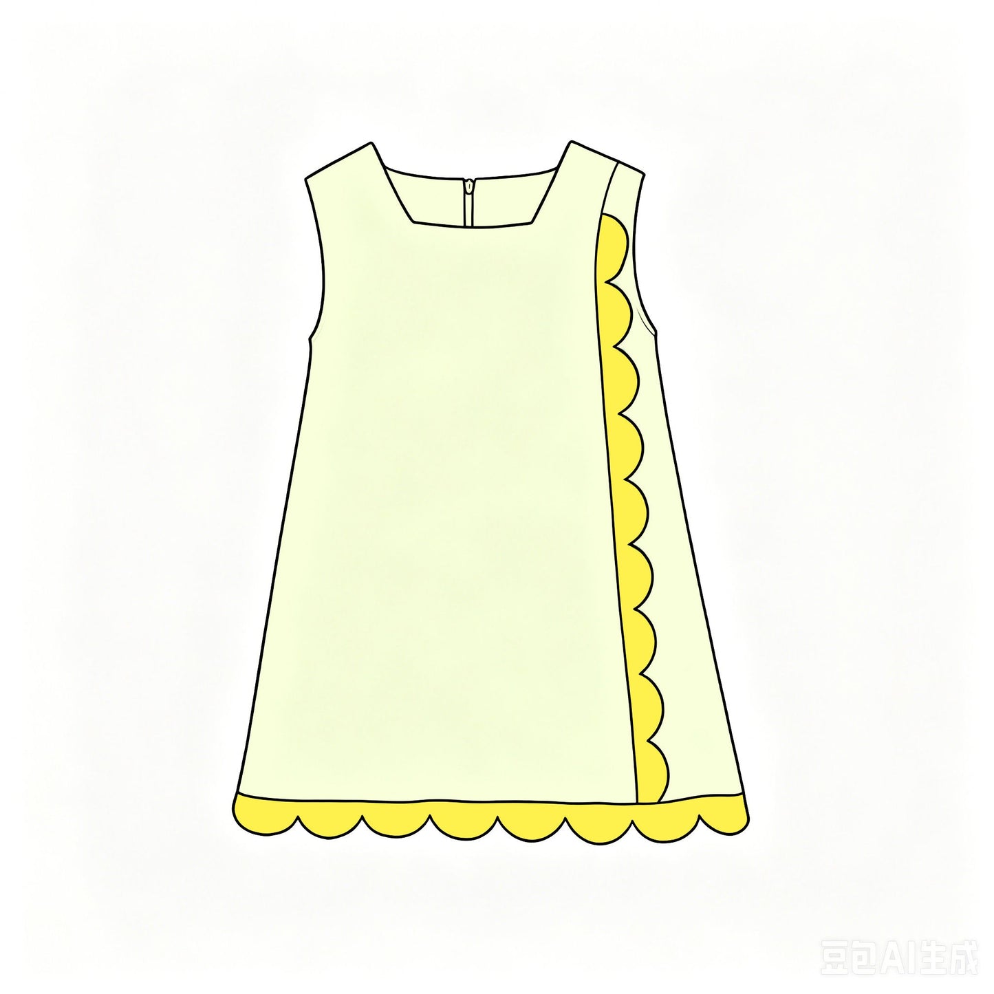 ( Moq 5 ) Preorder Baby Girls Kids Sleeveless Yellow Scalloped Zipper Dress Yoga Active Clothes