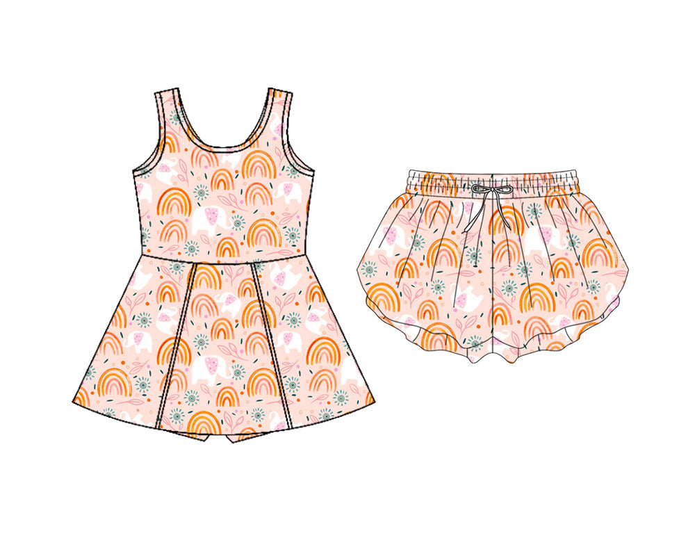( Moq 5 Each Style ) Sibling Baby Girls Kids Sleeveless Elephant Shorts Dress Clothes
