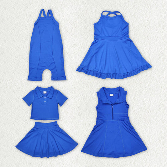 Baby Girl Blue Active Wear Athletic Sibling Jumpsuit Dress Clothes Set