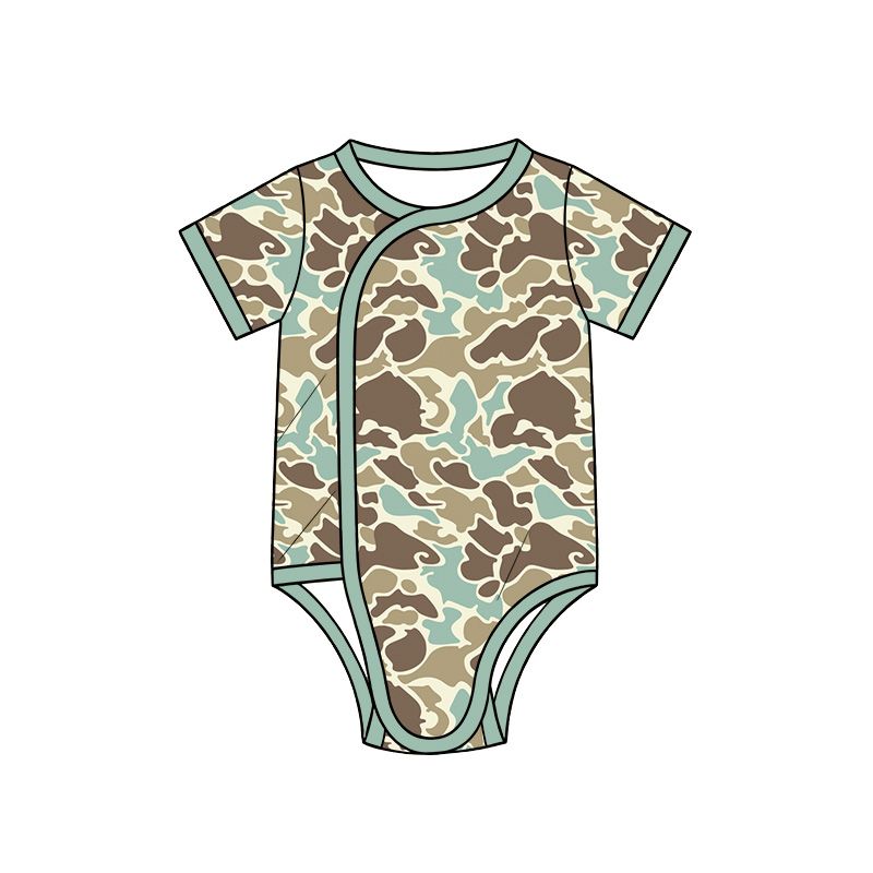 ( Moq 5 ) Preorder Baby Boys Infant Short Sleeves Camo Romper Clothes