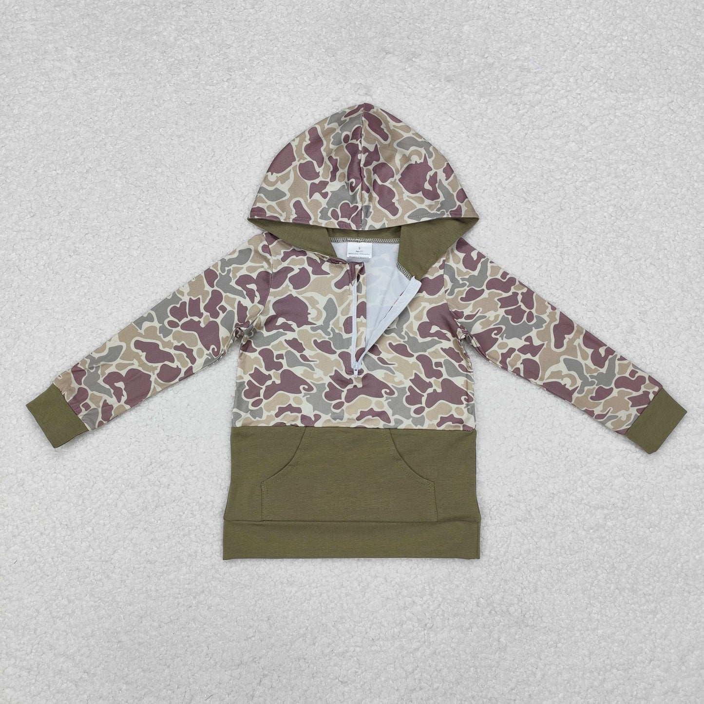 Baby Boy Long Sleeves Camo Green Pocket Hoodie Pullover Tops