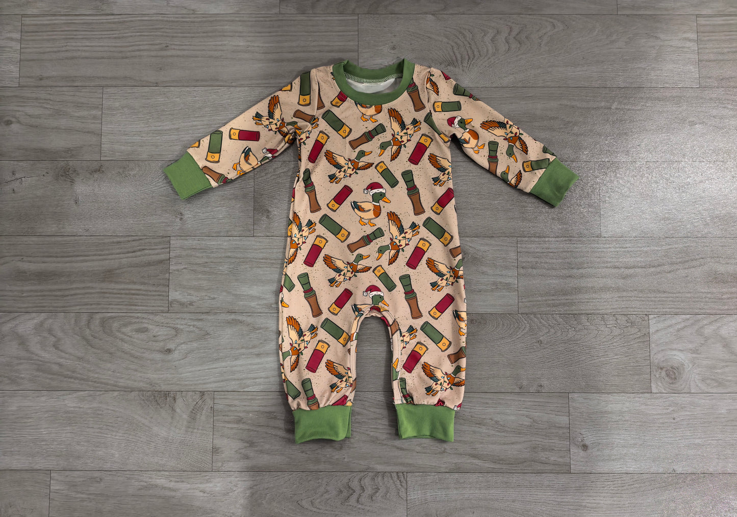 ( No moq ) Preorder Baby Boys Kids Long Sleeves Ducks Christmas Hunting Romper Clothes