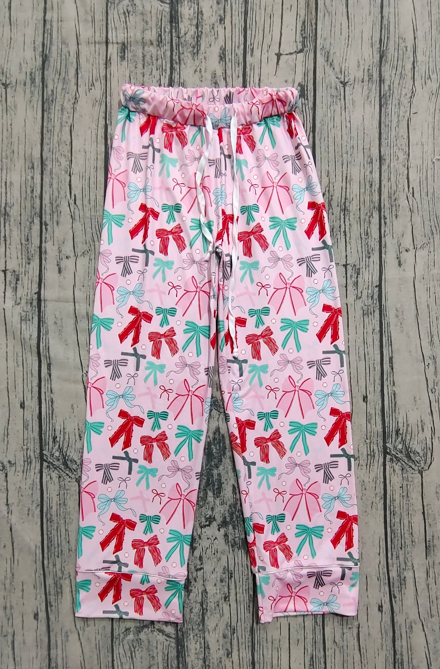 Adult Women Colorful Bows Christmas Pajamas Pants RTS