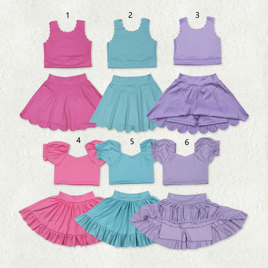 Baby Girl Toddler Sleeveless Tops Shorts Skirt Skort Sibling Active Wear Yoga Set Clothes RTS