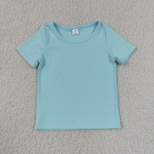 Baby Girls Kids Short Sleeves Blue Shirt Yoga Active Tops Clothes RTS
