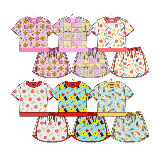 ( Moq 5 Each Style ) Sibling Baby Girls Kids Short Sleeves Shirts Shorts Skirts Back to School Sets