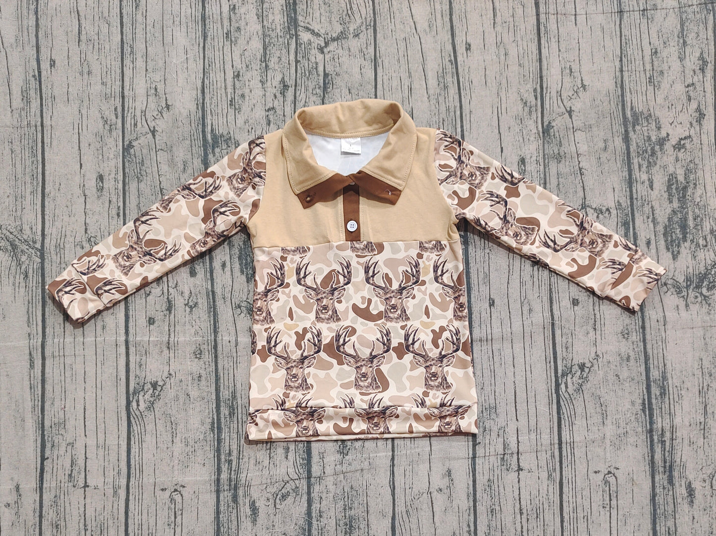 Baby Boy Long Sleeves Camo Deer Buttons Shirt Hunting Tops RTS