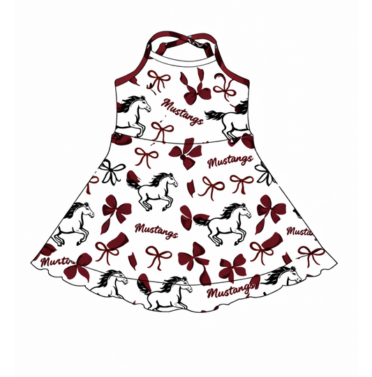 ( Moq 5 ) Baby Girls Toddler Straps Bows Team Knee Length Dresses Set