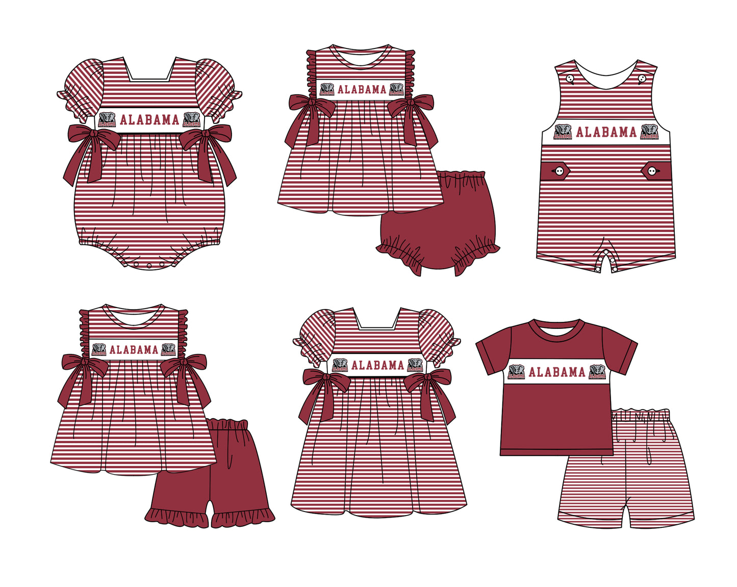 ( Moq 5 ) Baby Girls Toddler Short Sleeves Elephant Bows Stripes Knee Length Dress 1.29