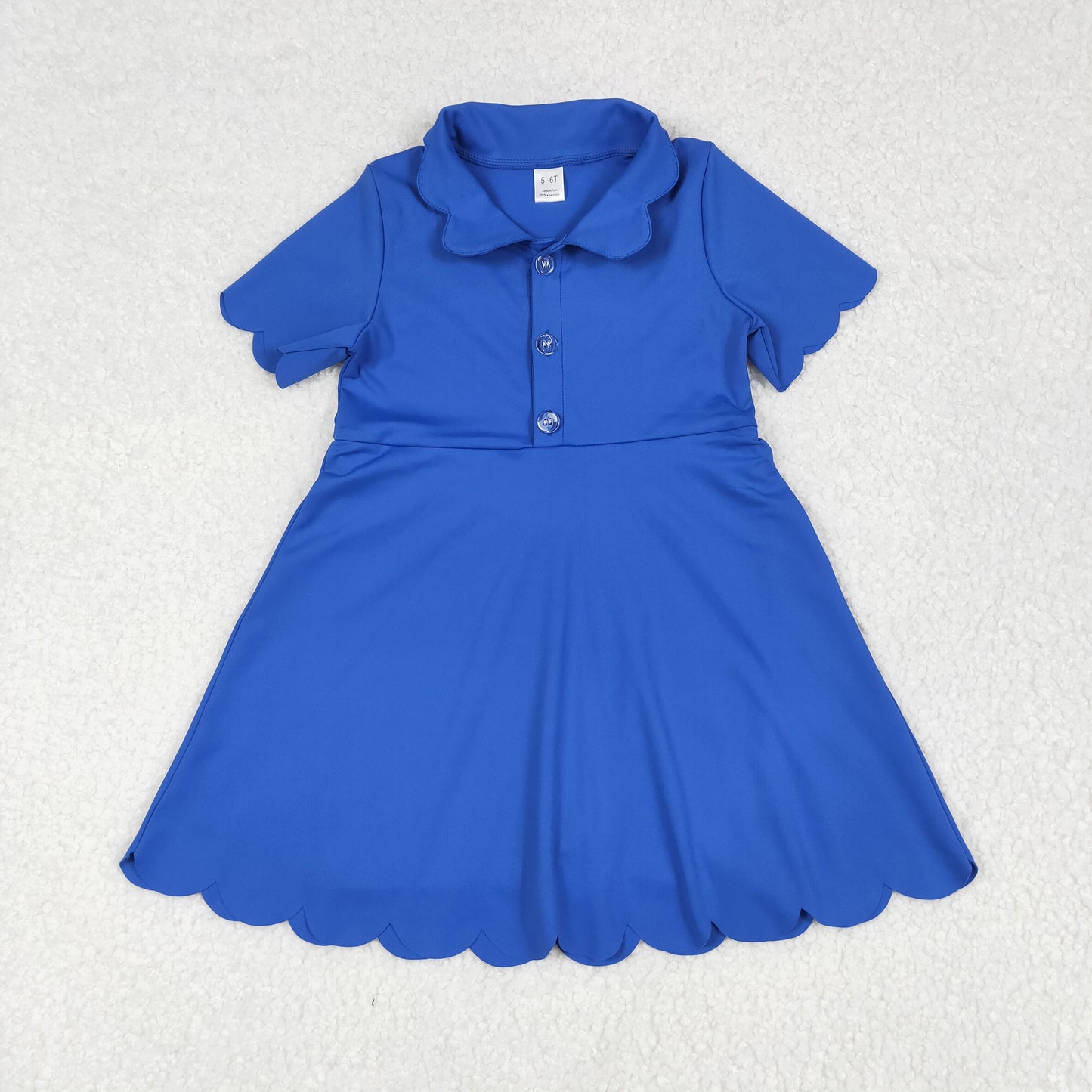 Baby Girl Short Sleeves Buttons Yoga Active Blue Knee Length Skort Dress RTS
