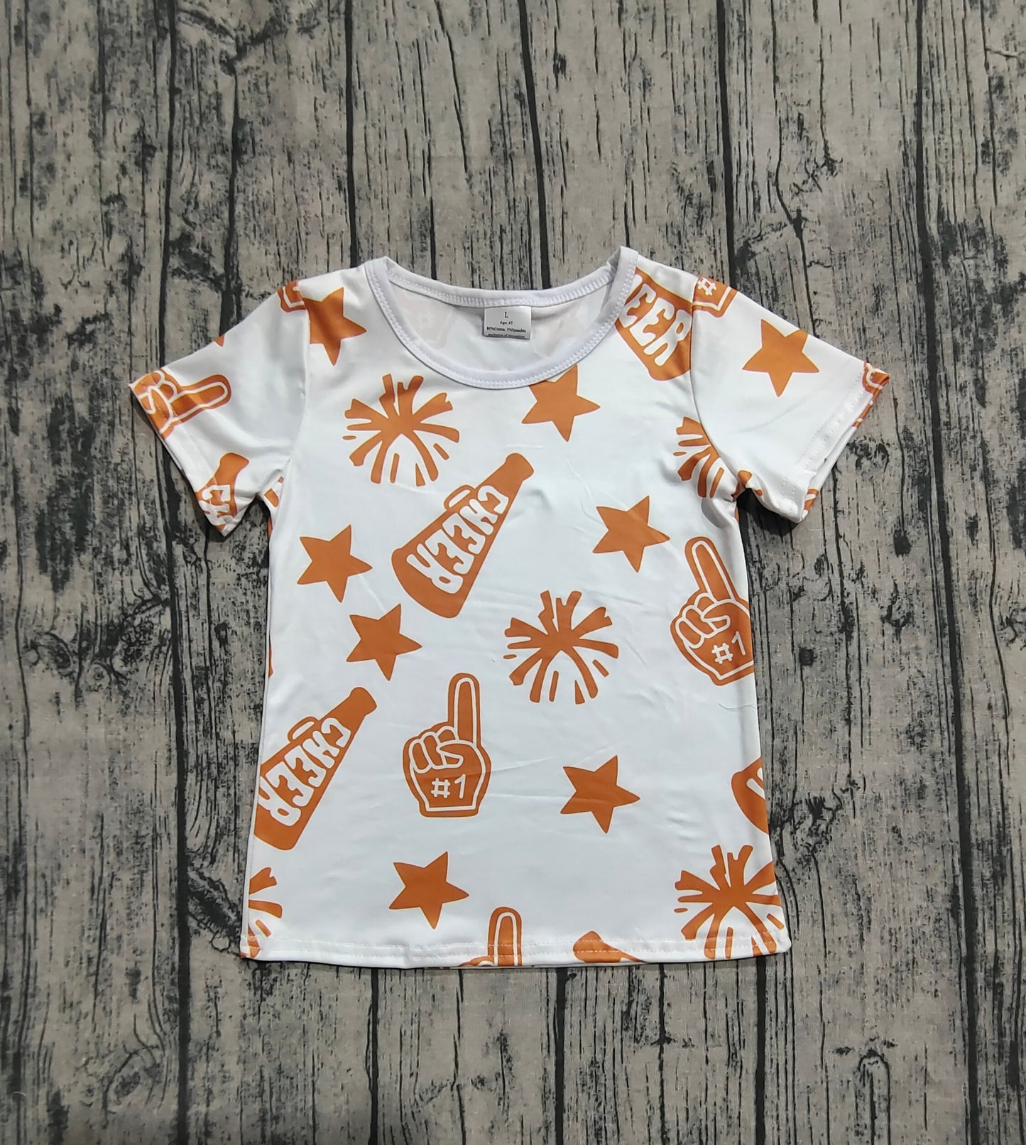 Baby Girl Short Sleeves Orange Cheer Summer Shirt Tee Tops RTS