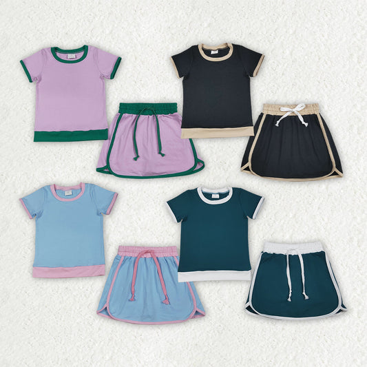 Sibling Baby Girls Kids Short Sleeves Shirts Skirts Shorts Cotton Sets Summer Clothes RTS