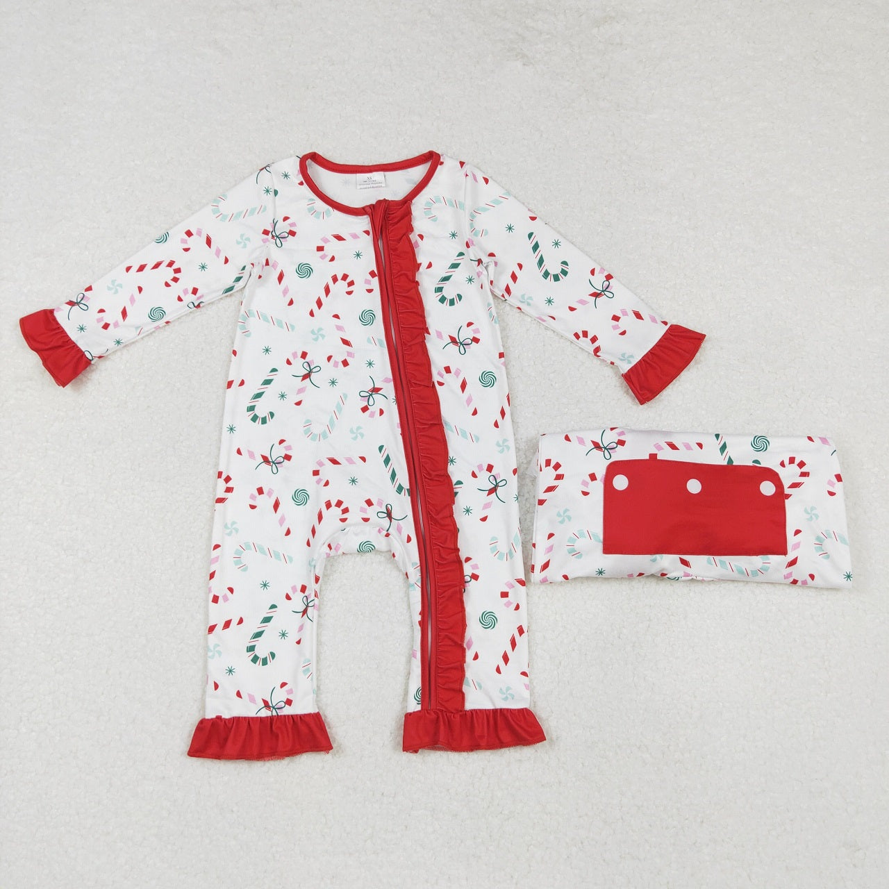 Baby Boy Girl Adult Women Christmas Candy Cane Sibling Family Romper Pajamas Clothes Set RTS