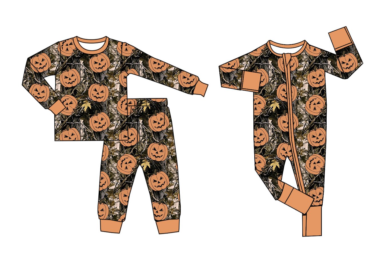 ( Moq 5 Each Style ) Sibling Baby Boys Kids Halloween Pumpkins Leaves Set Romper Clothes