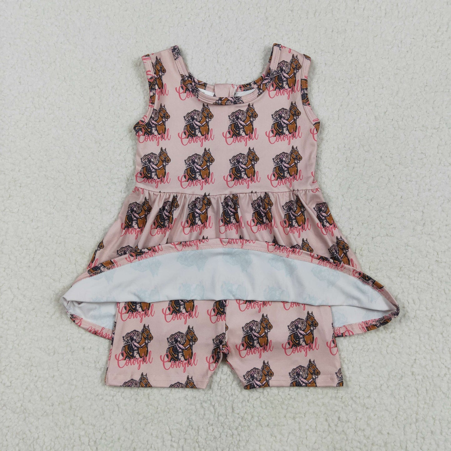 Baby Girl Toddler Sleeveless Cowgirl Western Skort Jumpsuit RTS