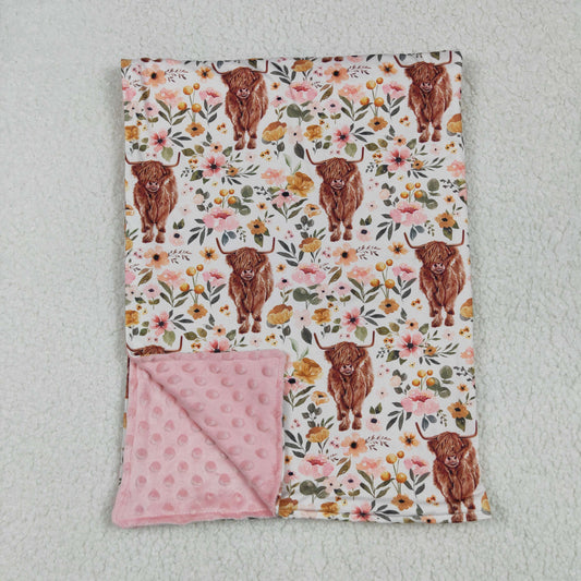 Baby Girl Kids Western Cow Flower Blankets RTS