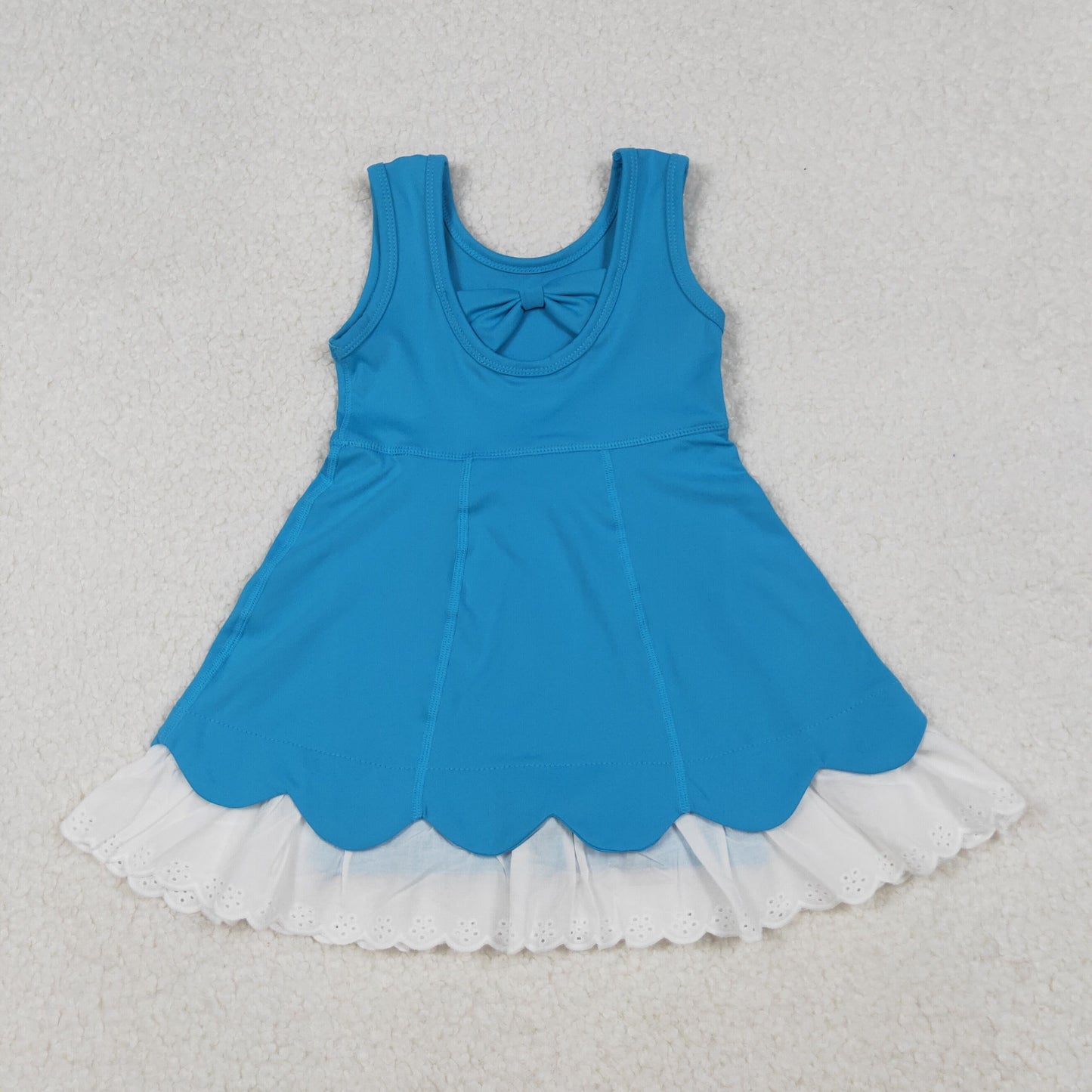 Baby Girl Sleeveless Yoga Active Lace Ruffle Blue Knee Length Dress RTS