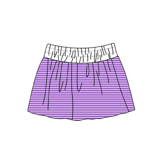 ( Moq 5 ) Preorder Baby Girls Kids Stripes Skirt Shorts Bottoms Yoga Active Purple Clothes