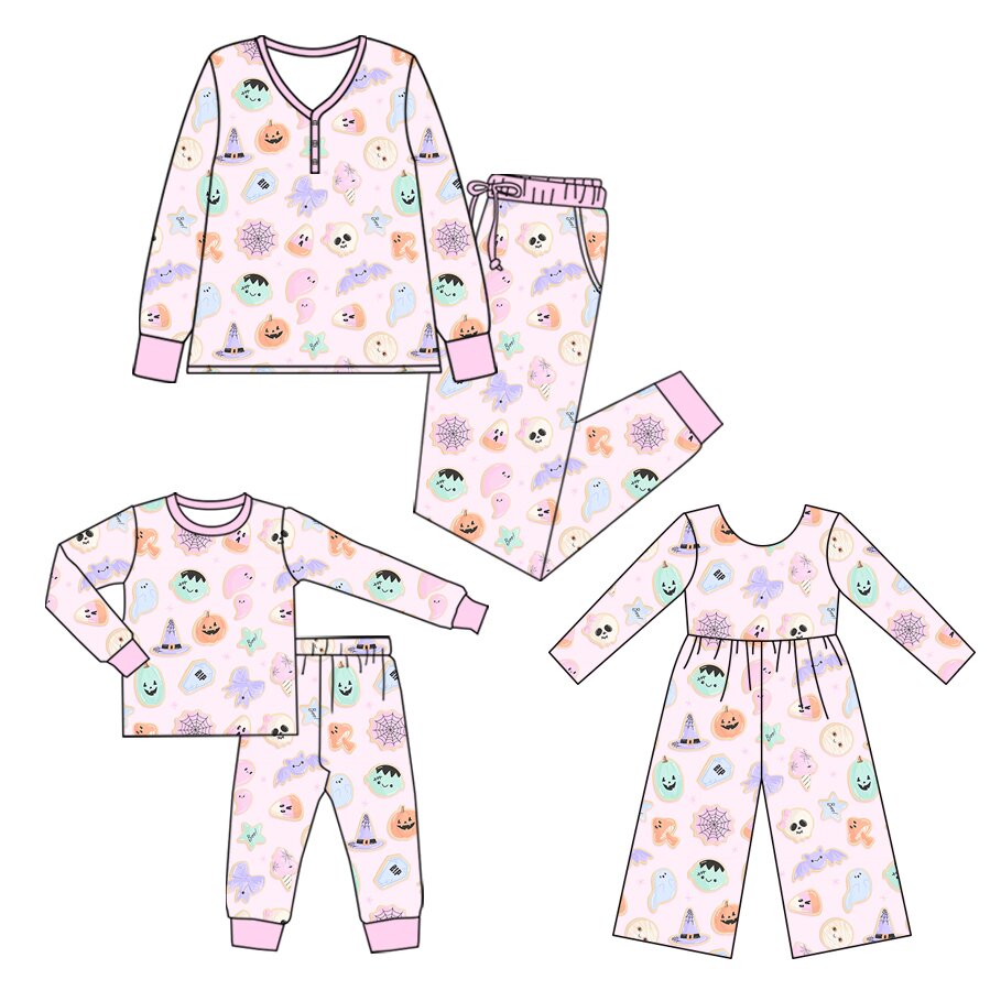 ( Moq 5 Each Style ) Baby Girl Adult Women Pumpkin Ghosts Sibling Halloween Mommy And Me Family Sets Jumpsuit