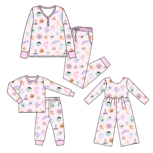 ( Moq 5 Each Style ) Baby Girl Adult Women Pumpkin Ghosts Sibling Halloween Mommy And Me Family Sets Jumpsuit
