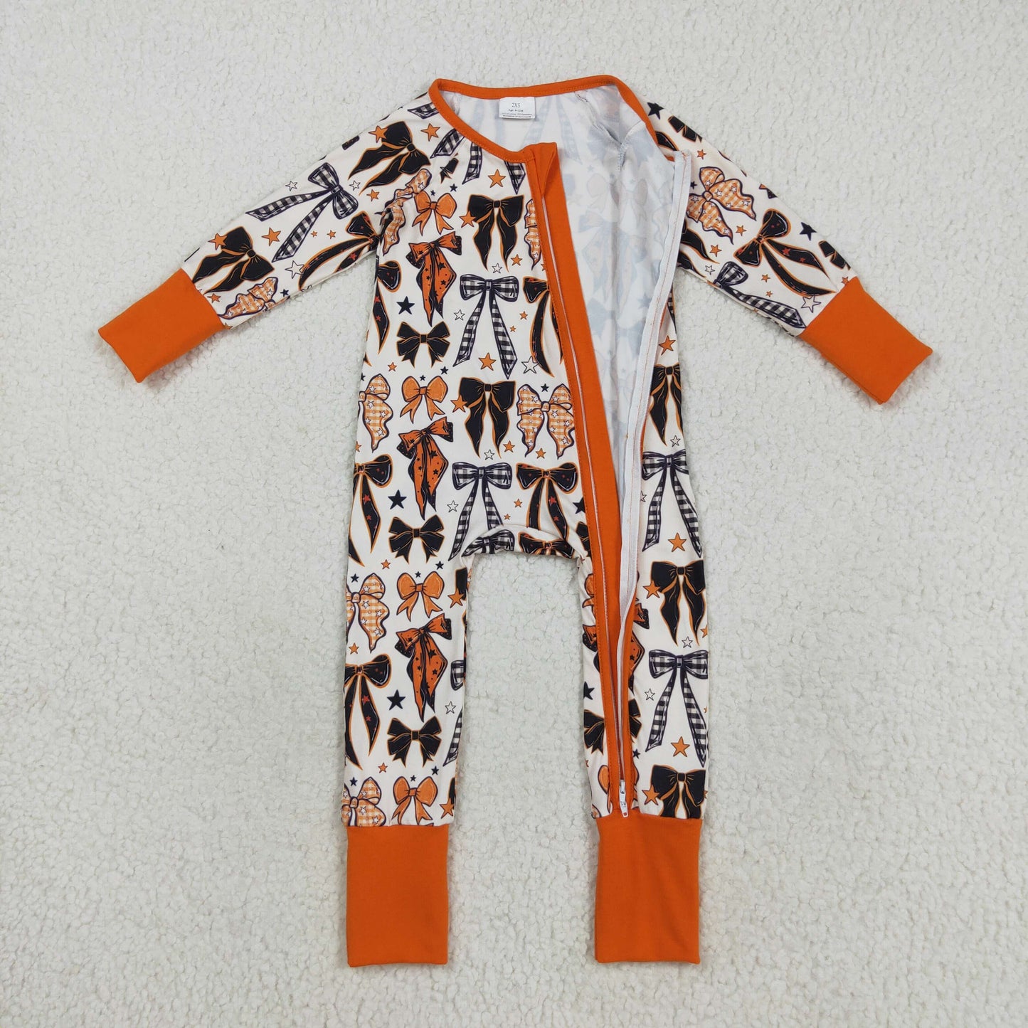 Baby Girl Long Sleeves Bows Stars Zipper Halloween Fall Romper RTS