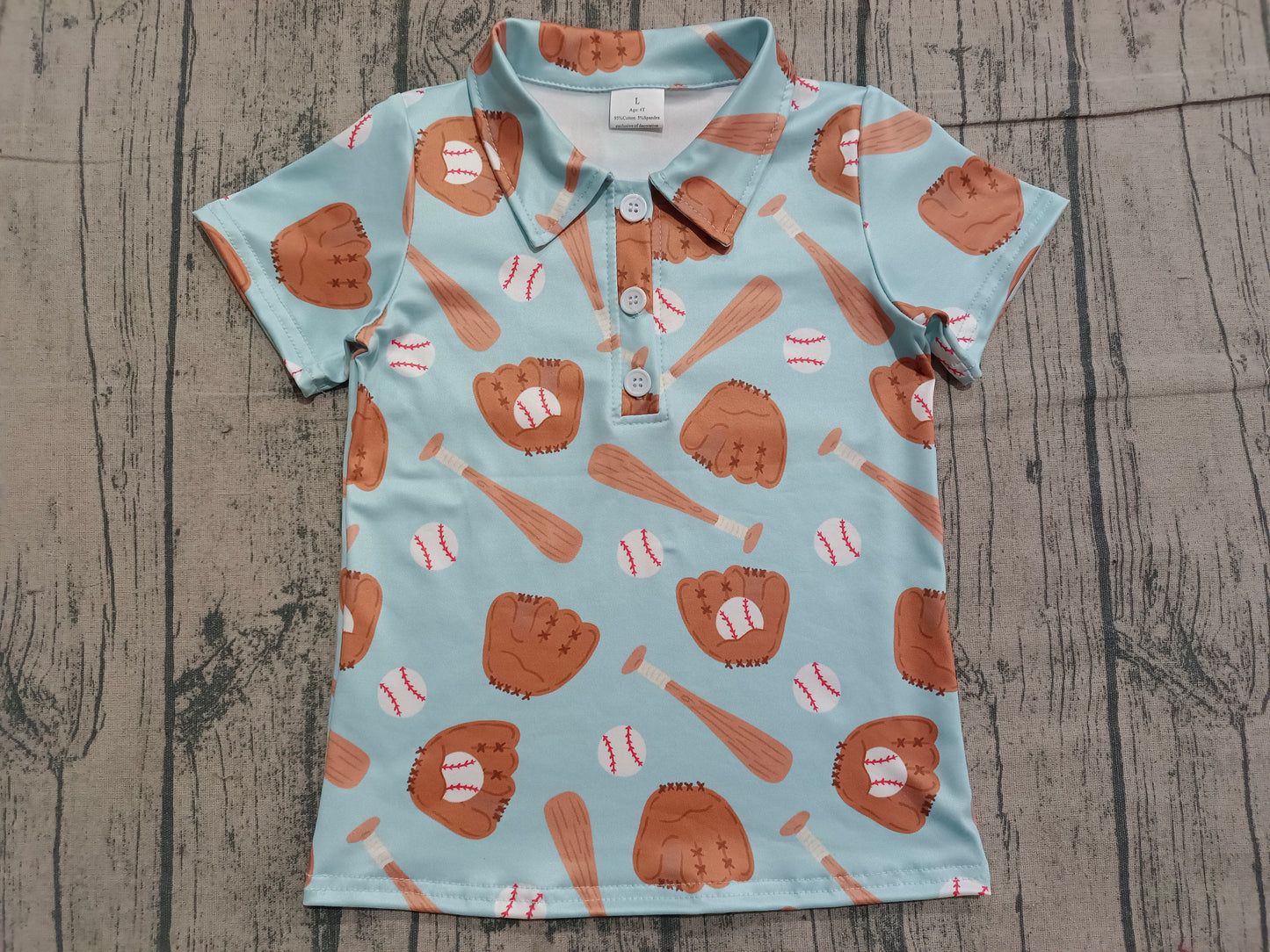 ( No moq ) Preorder Baby Boys Short Sleeves Baseball Buttons Shirt Tops