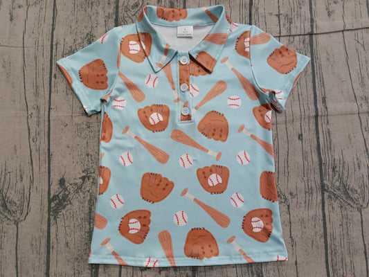 ( No moq ) Preorder Baby Boys Short Sleeves Baseball Buttons Shirt Tops